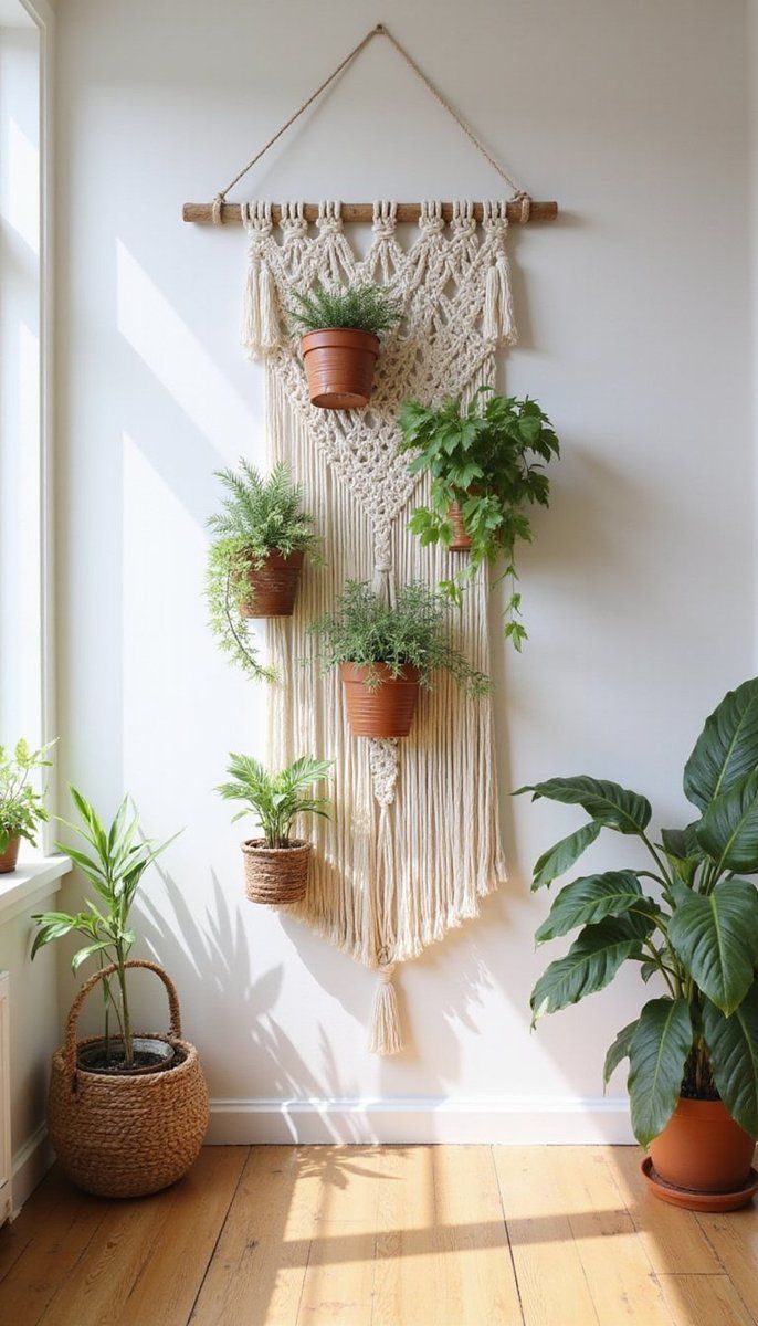 Macrame wall hangers with a twist—add storage!