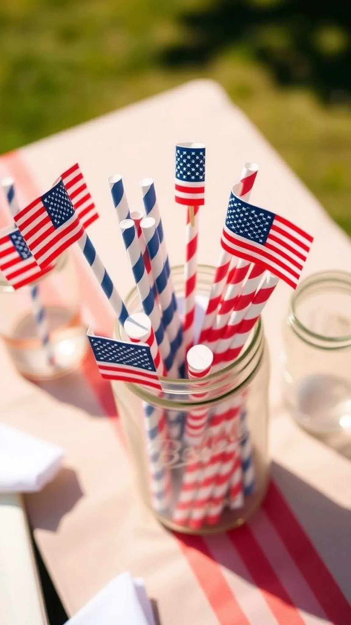 Paper straw American flags for bright table accents