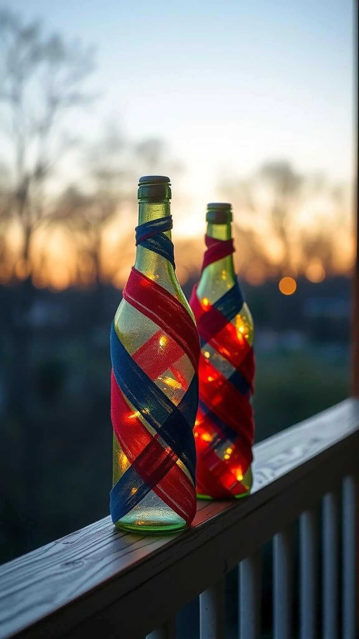 Patriotic bottle wrap lanterns for evening glow