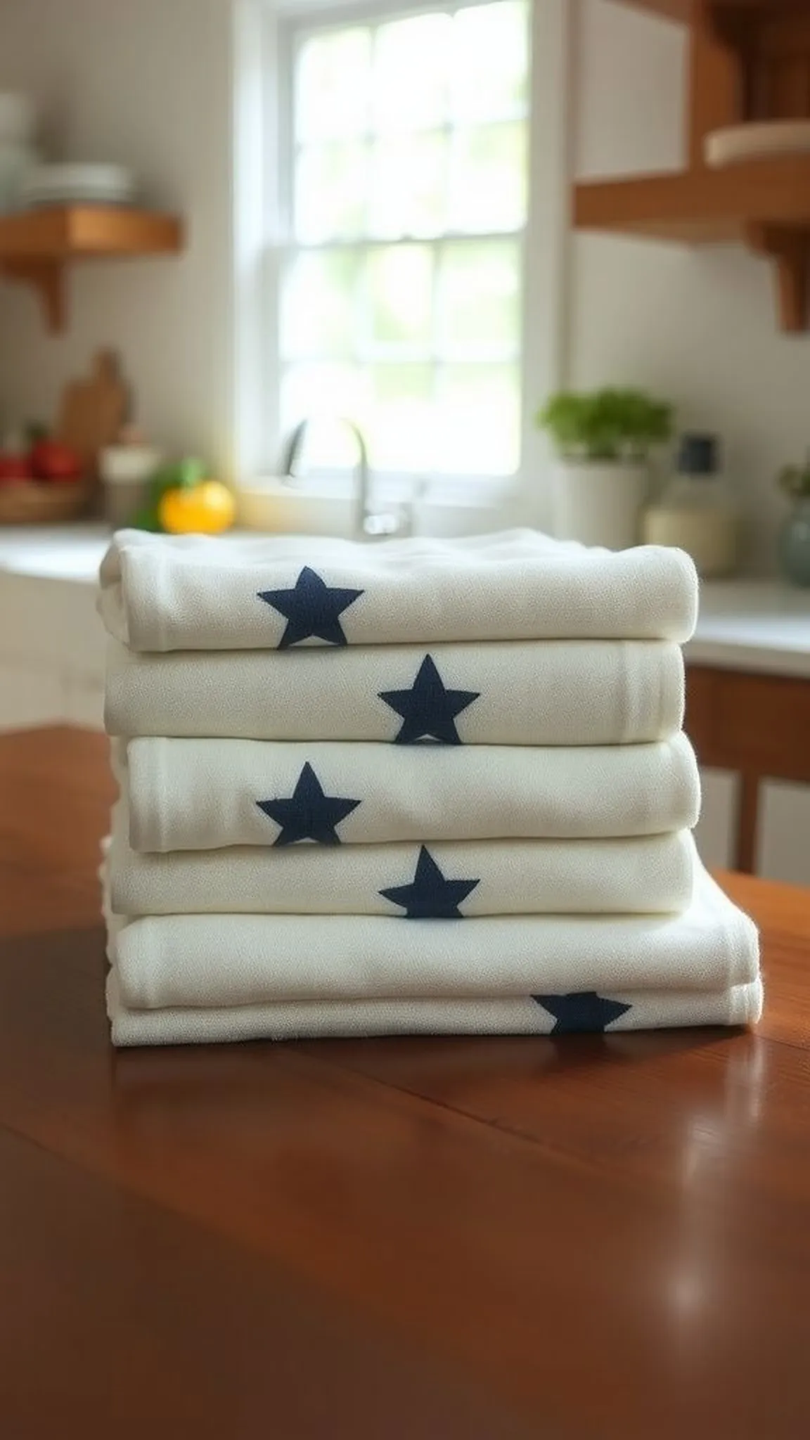 Star-stamped tea towels with farmhouse softness