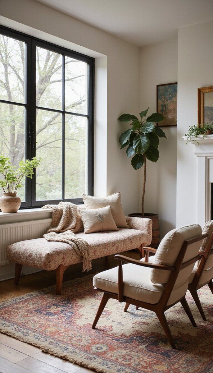 Mix of modern & vintage seating options