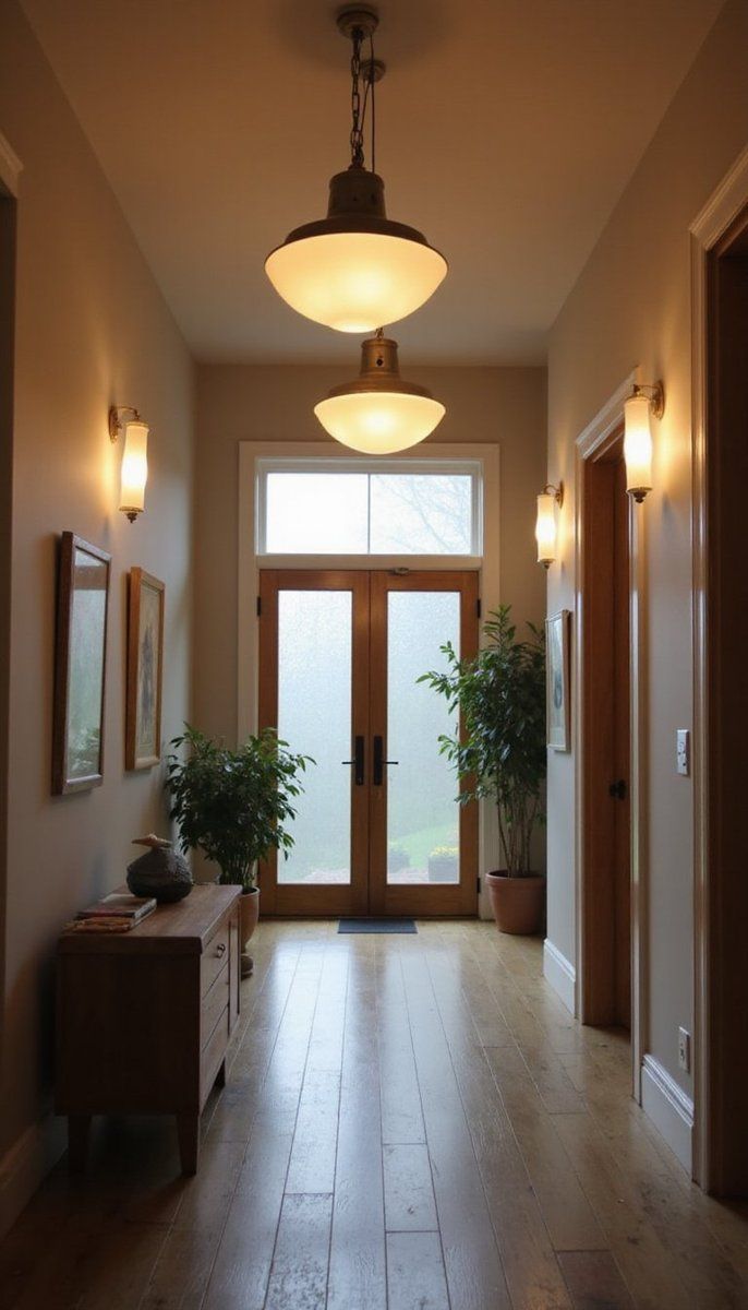 Modern light fixtures with a soft glow