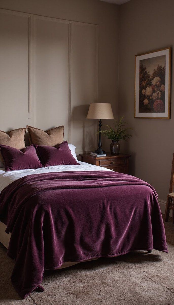 Moody plum and neutral beige blend