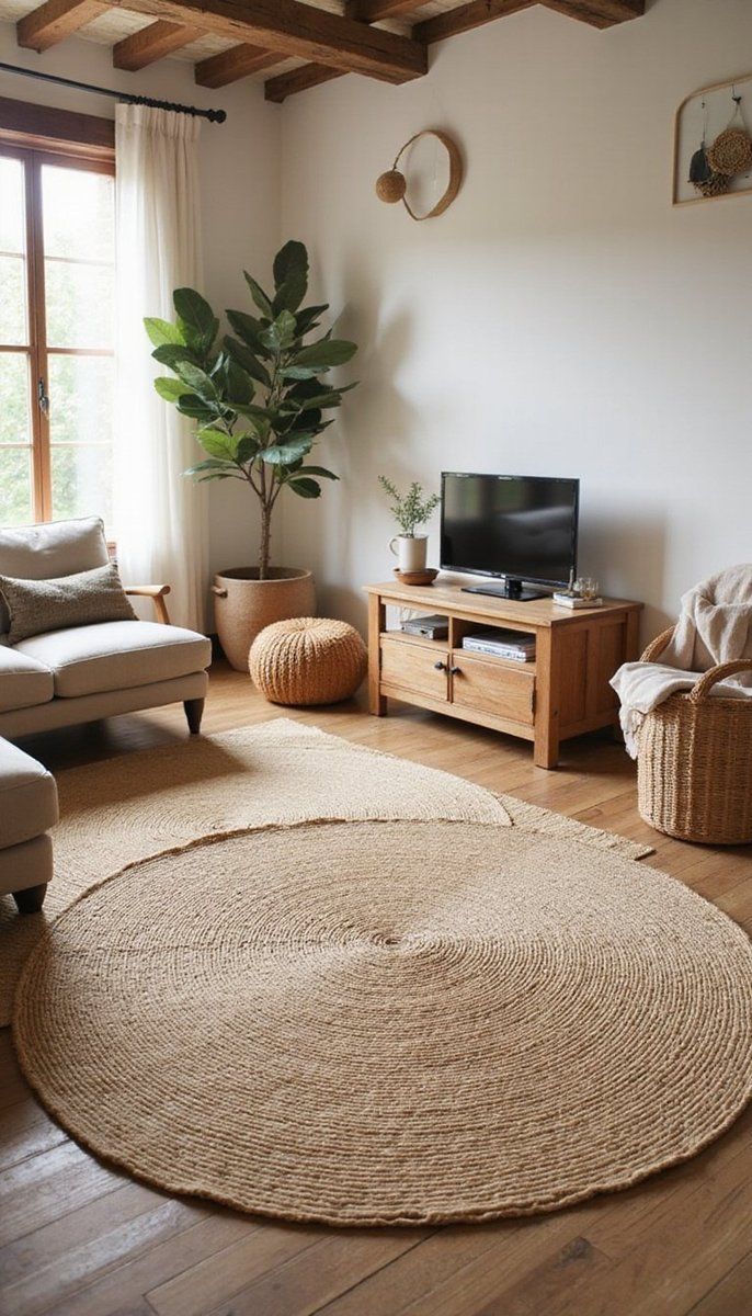 Natural jute rugs for rustic warmth