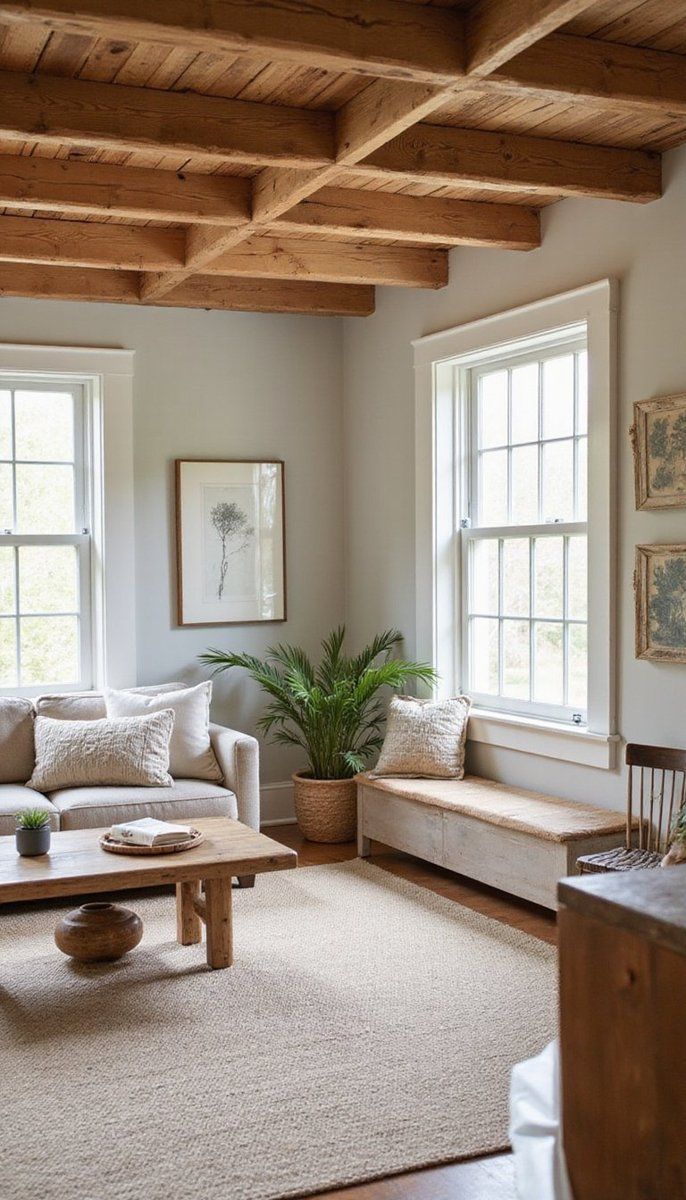 Natural wood beams for architectural interest