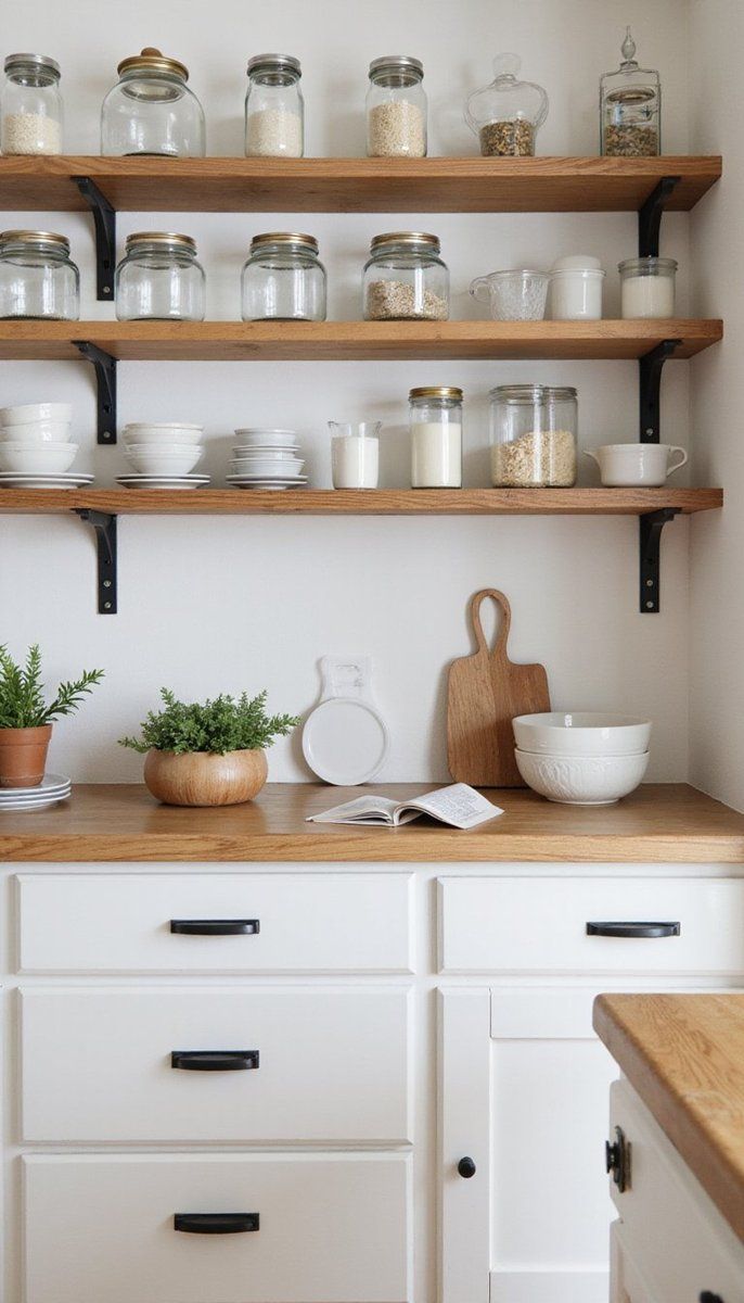 Natural Wood Open Shelving