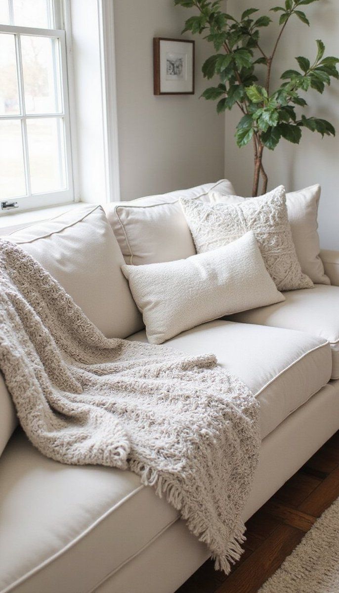 Neutral Pillows with Cozy Textures