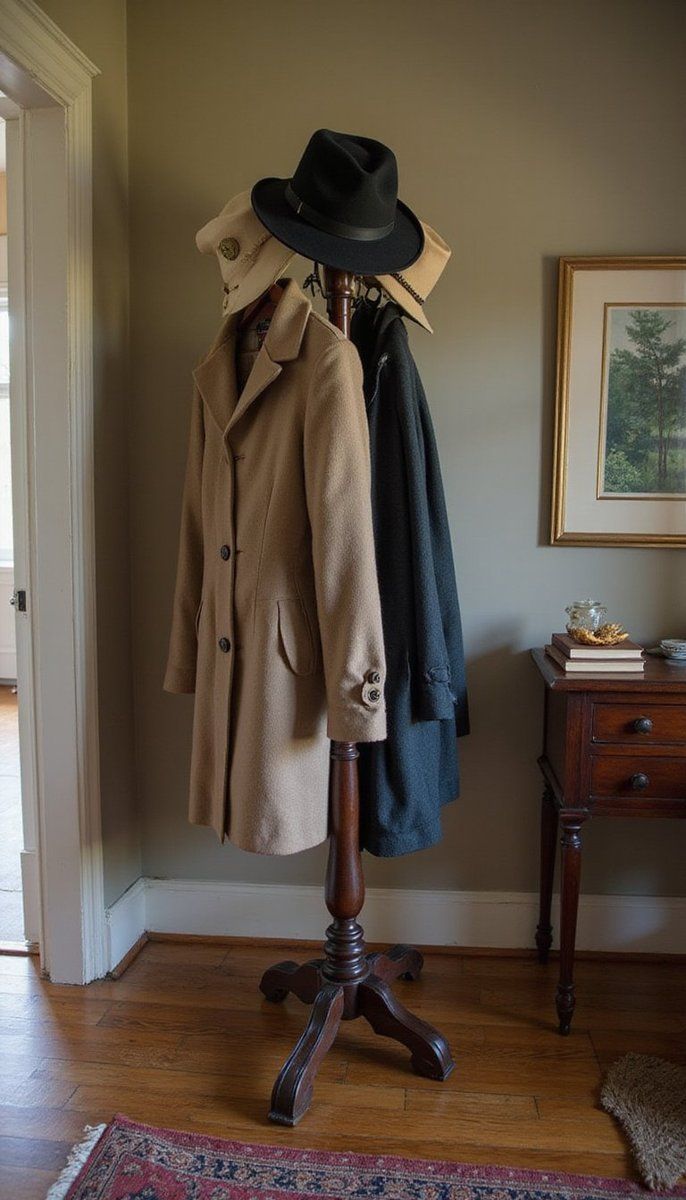 Old-fashioned hat and coat stand