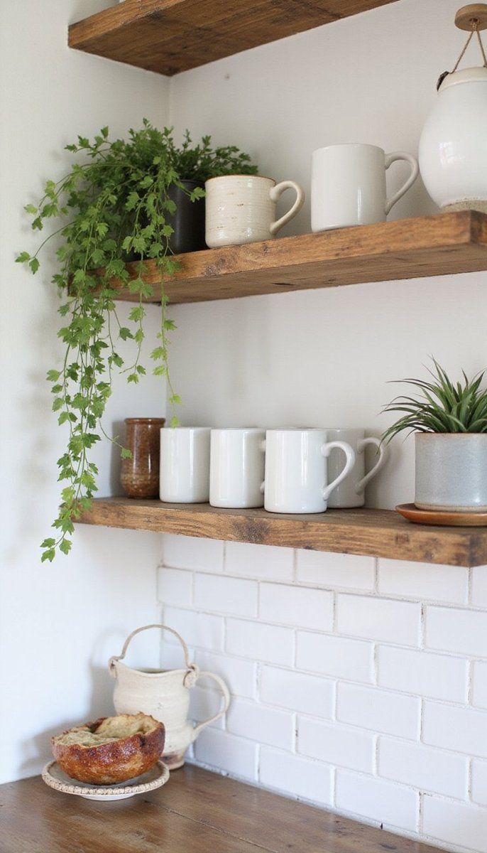 Open Shelves with Reclaimed Wood
