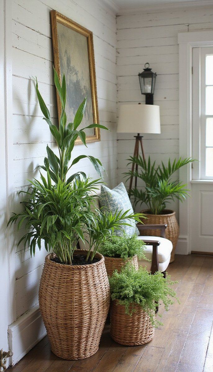 Organic textures with wicker baskets