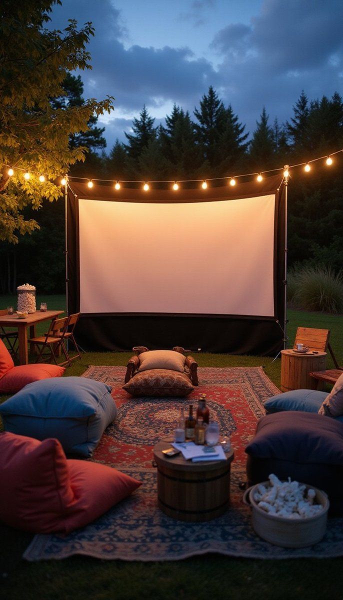 Outdoor cinema setup for family fun