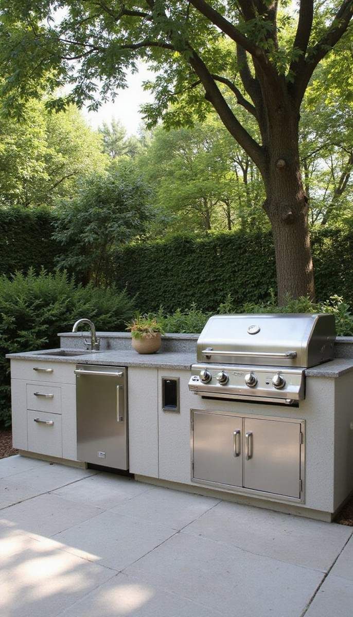 Outdoor kitchens with compact appliances