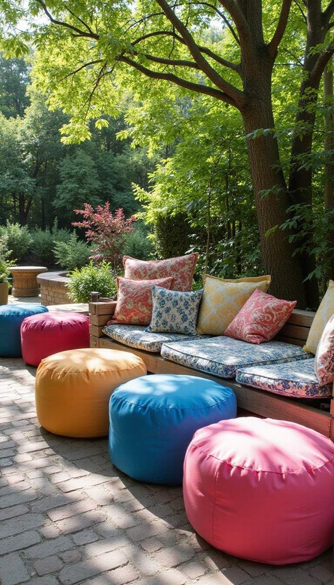 Outdoor poufs for versatile seating