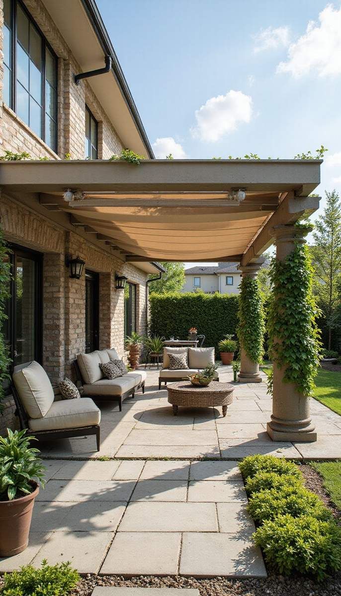 Pergolas with retractable canopies