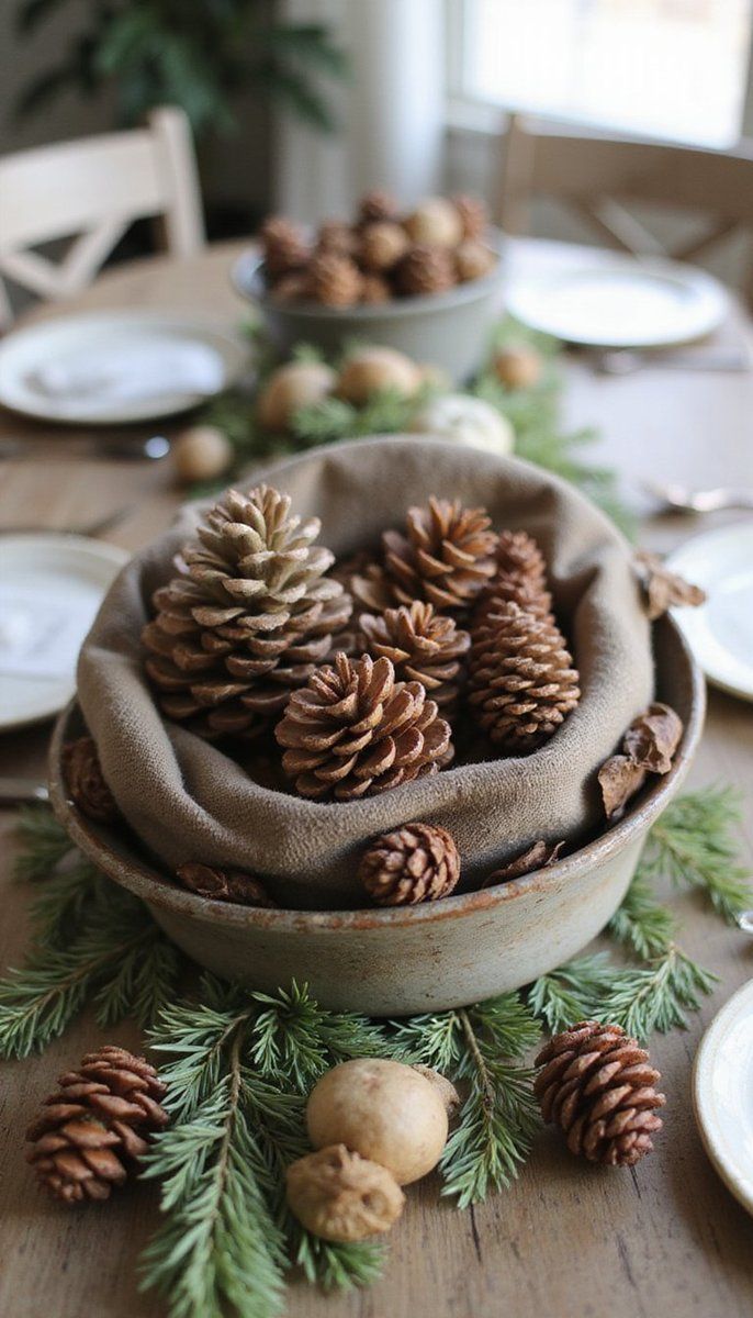 Pine cone accents for a rustic touch