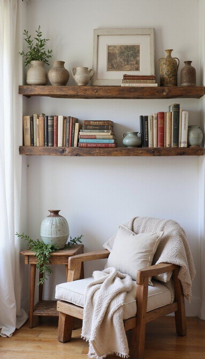 Reclaimed wood for rustic shelves