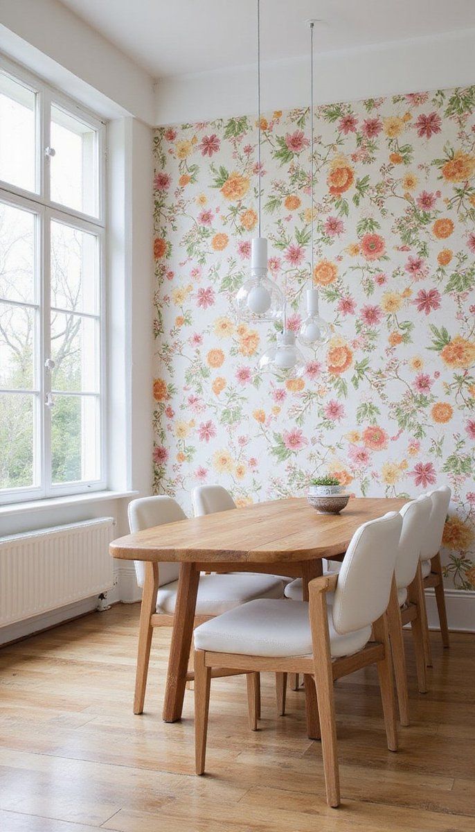 Removable wallpaper with nature motifs