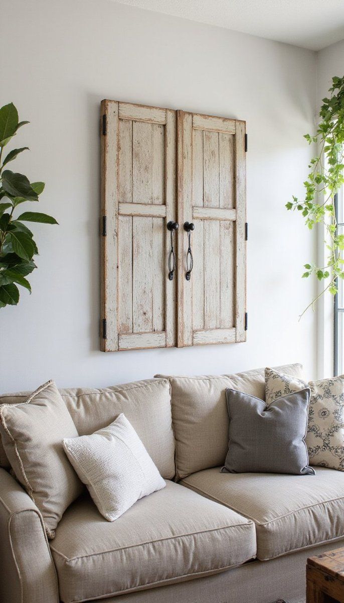 Repurposed barn door as wall art