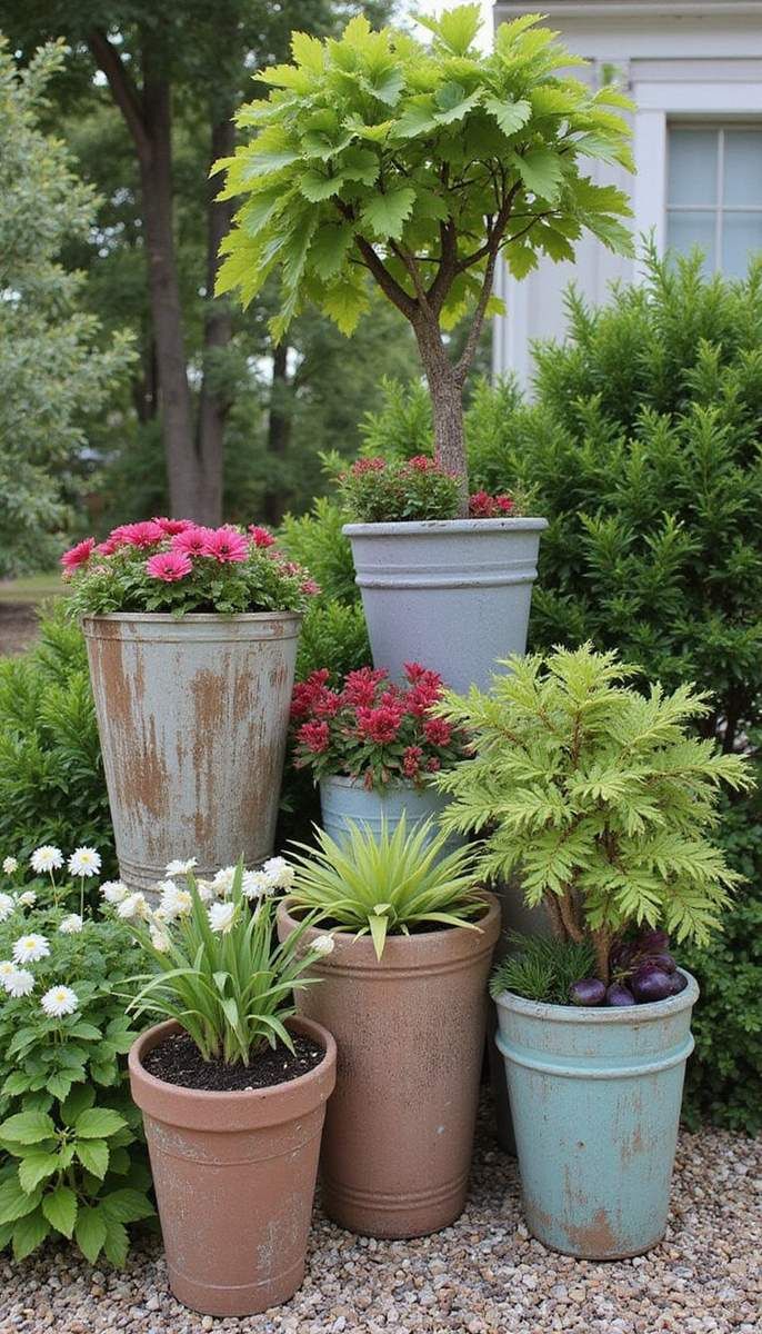 Repurposed planters for a touch of creativity