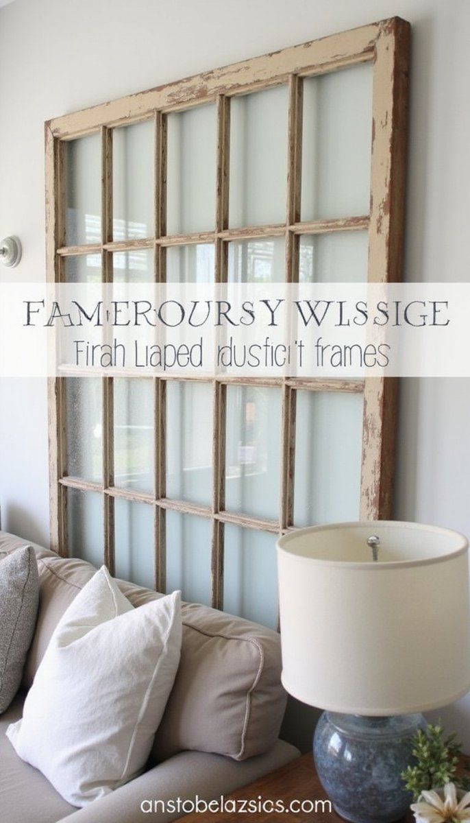 Repurposed window frames as decor