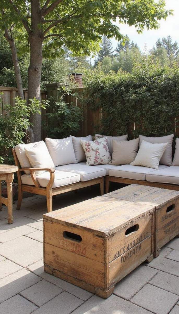 Repurposing vintage crates as side tables
