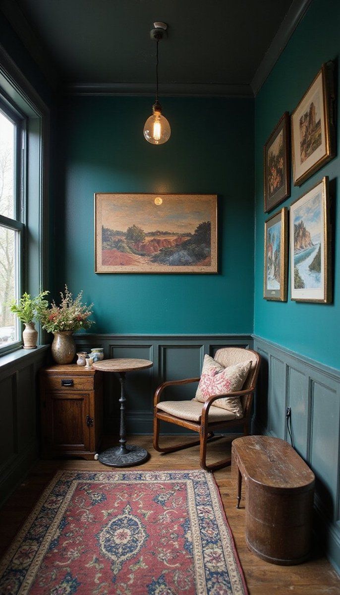 Rich jewel tones and rustic accents