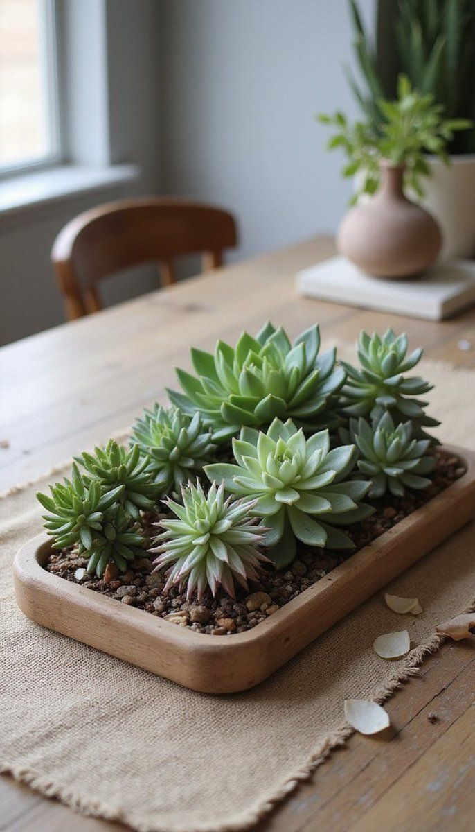 Rustic charm with wood and succulents