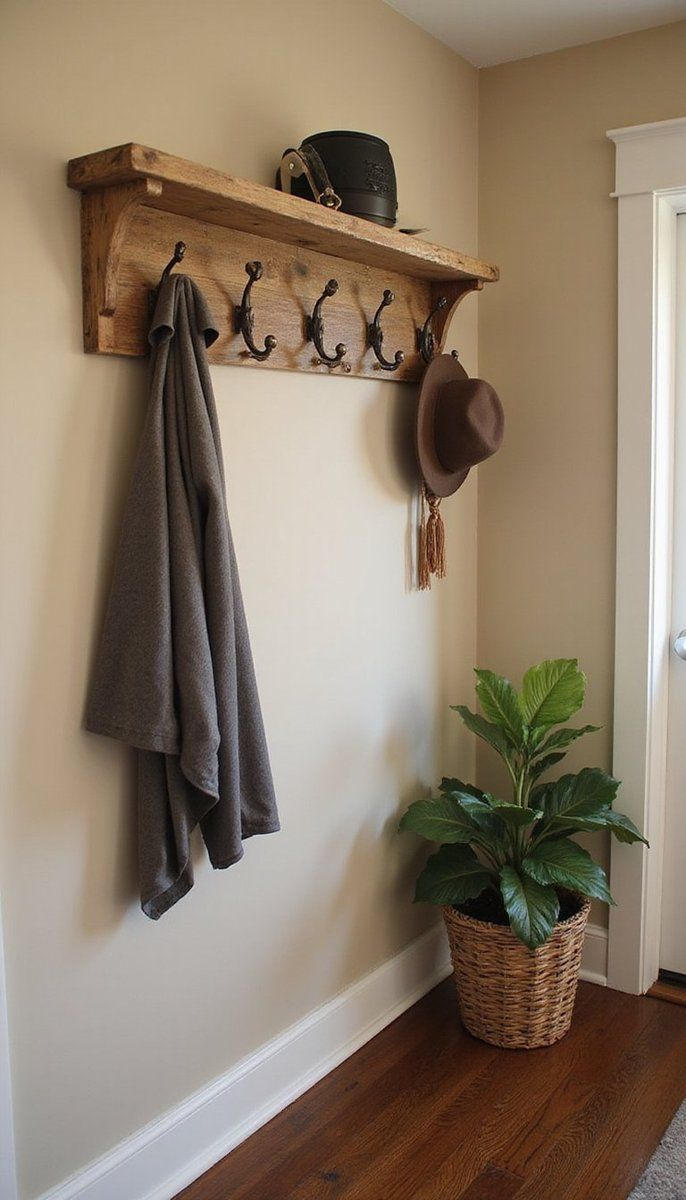 Rustic coat hooks and hat racks