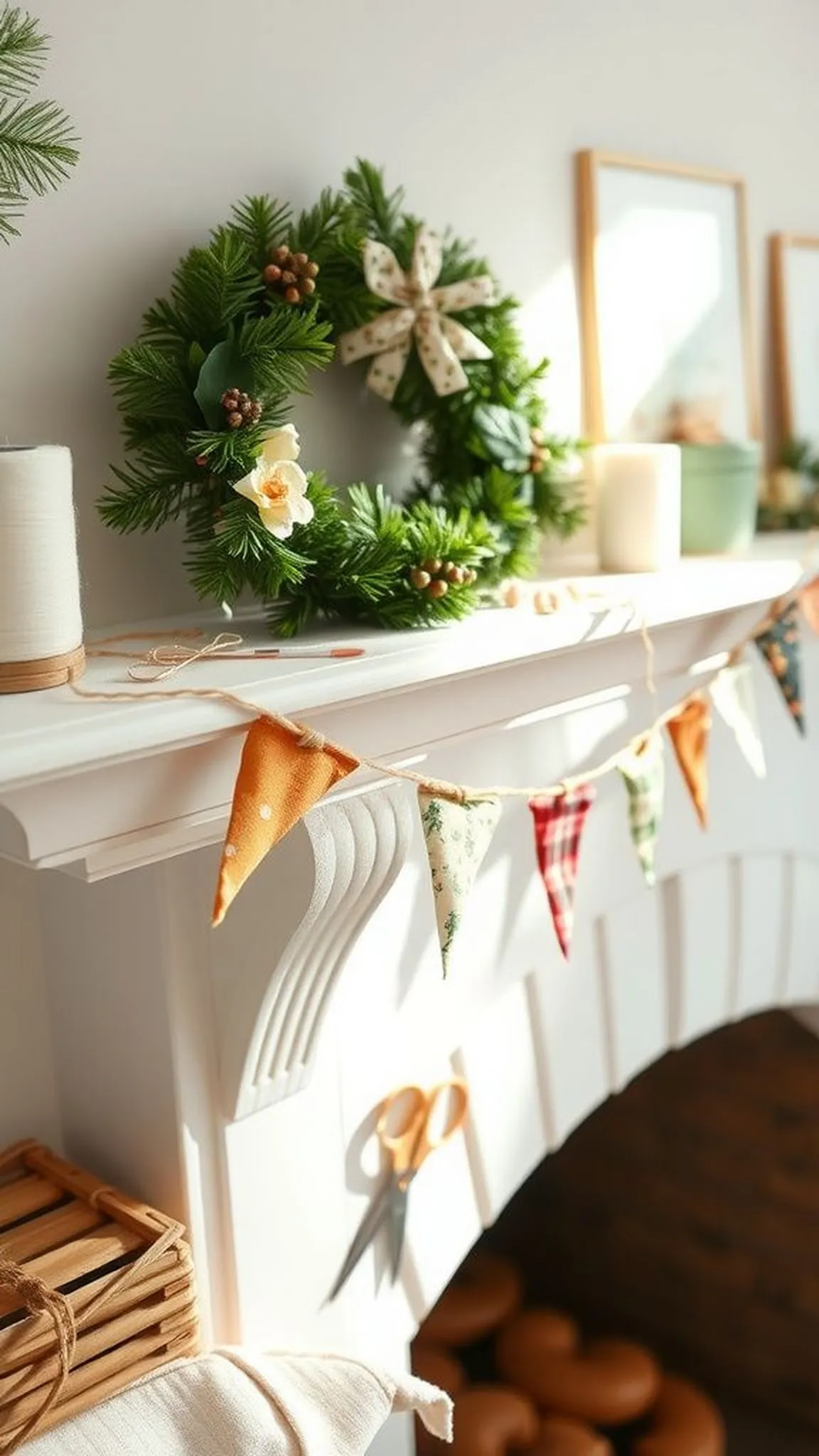 A garland made of tiny fabric flags and memories