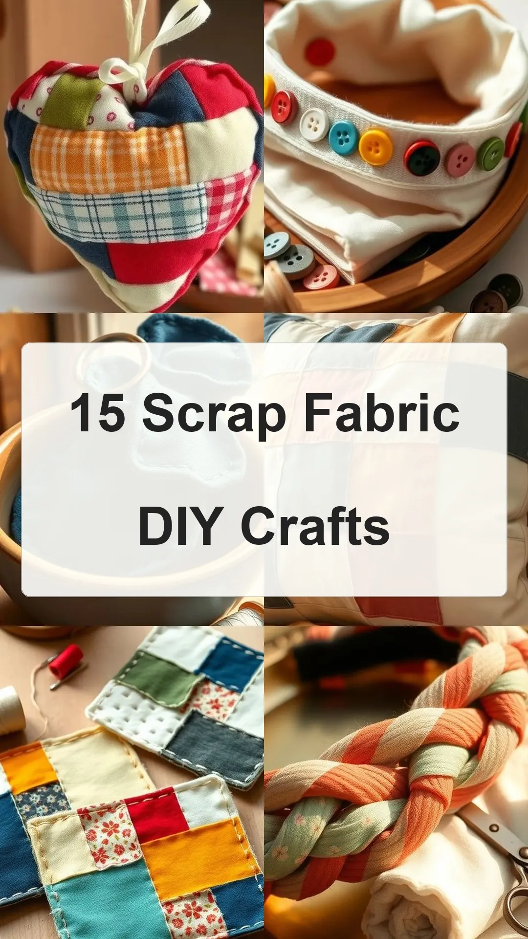 15 Scrap Fabric DIY Crafts collage 1