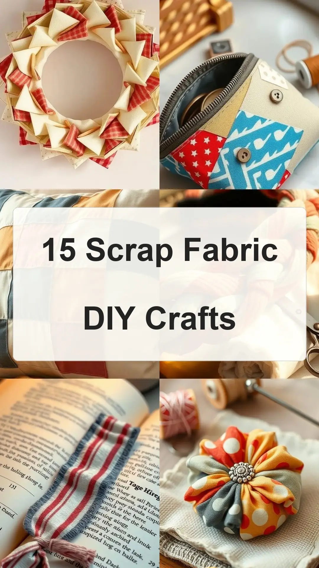 15 Scrap Fabric DIY Crafts collage 2