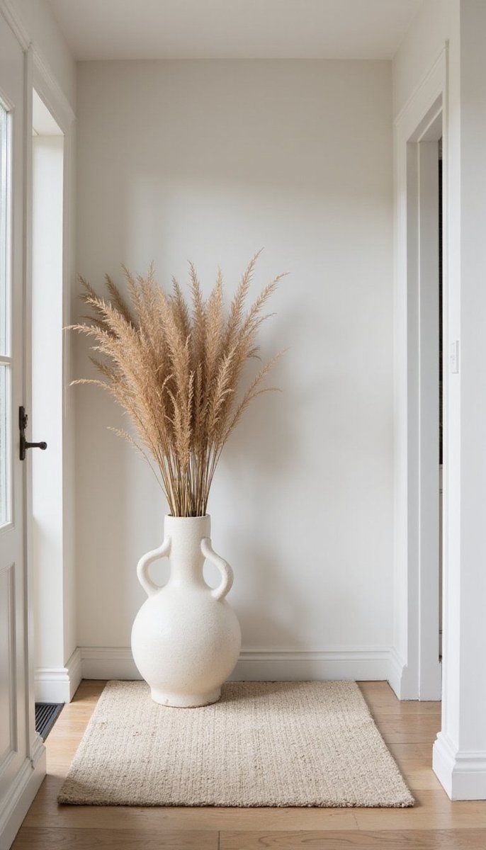 Sculptural vase with pampas grass