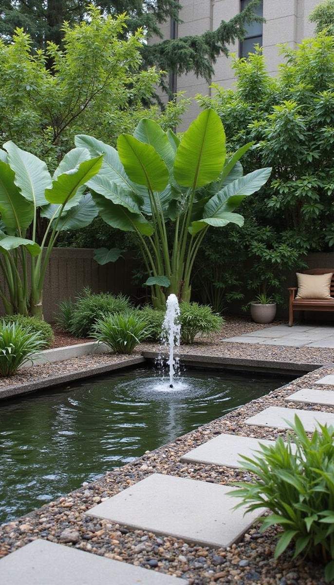 Serene water feature oasis
