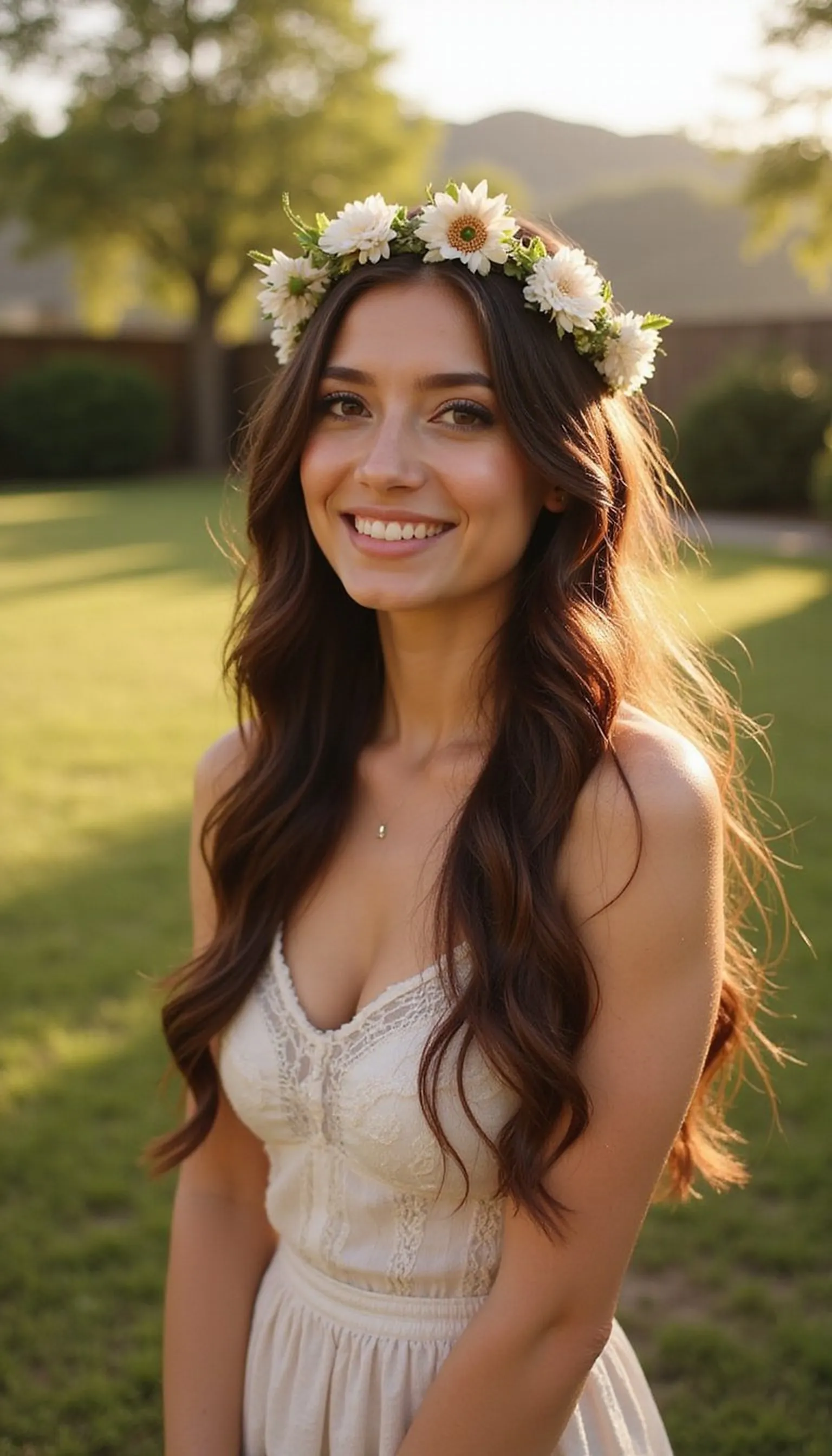 Boho Waves With a Pretty Flower Crown