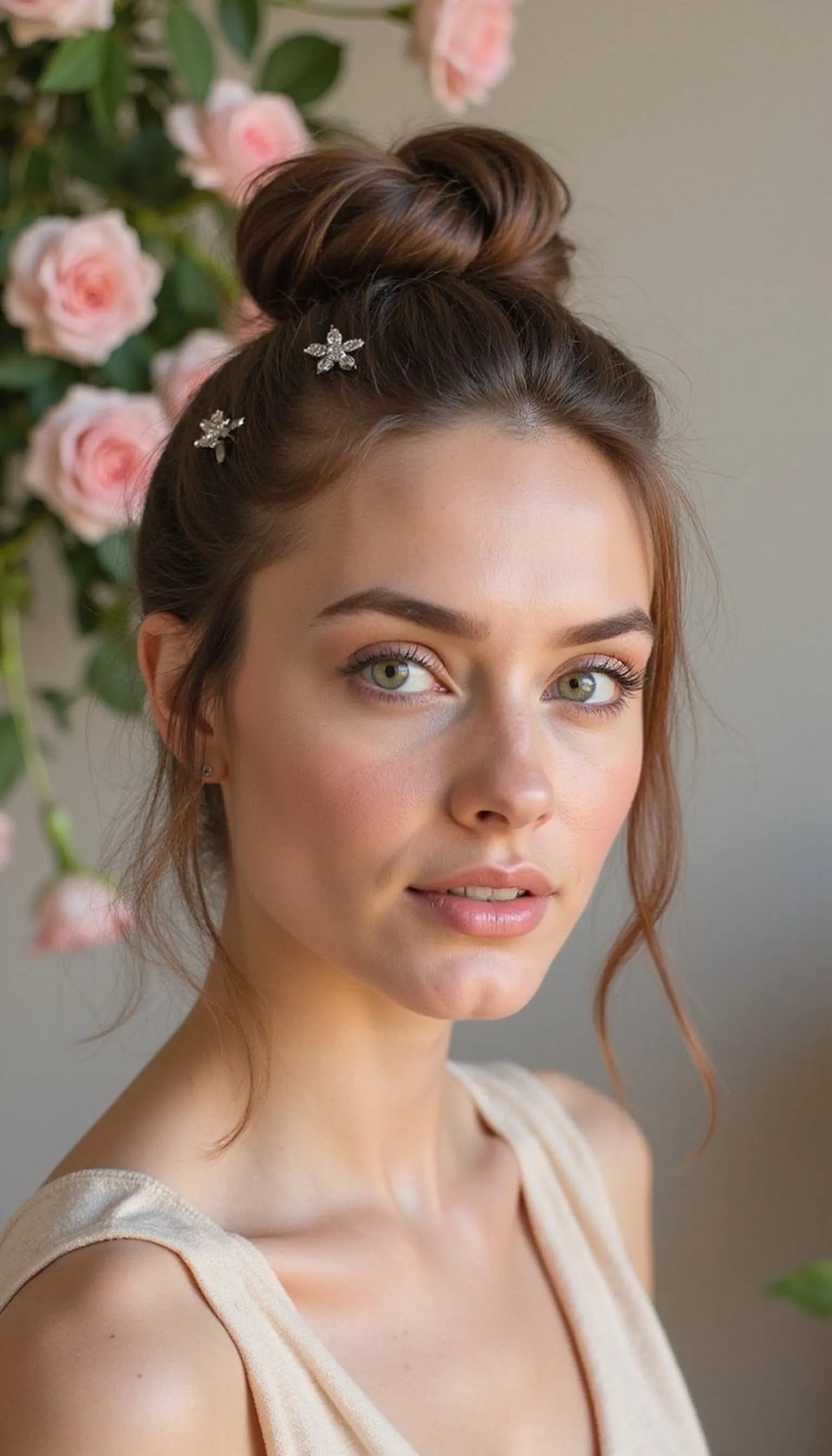 Half-Up Twisted Knot With Crystal Bobby Pins