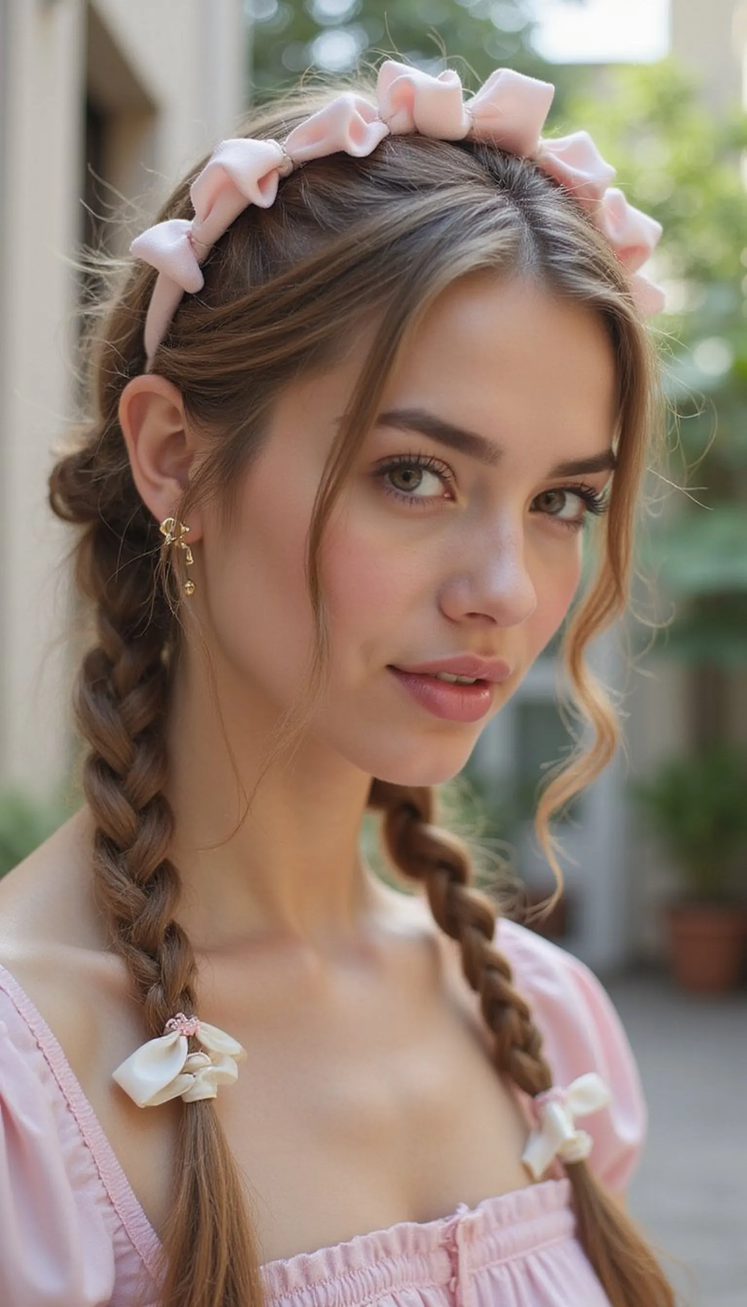 Milkmaid Braids Crown Paired With Silk Ribbon