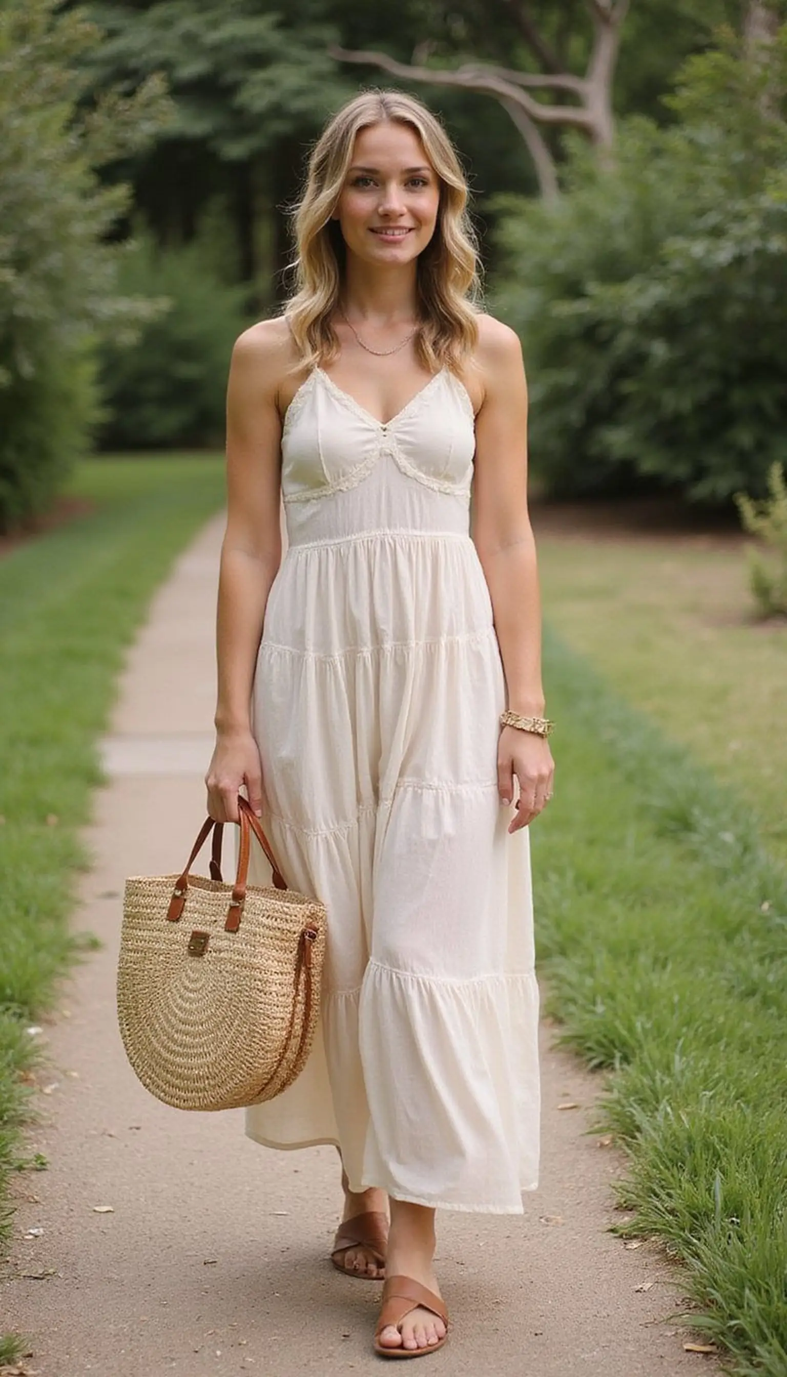 Garden party maxi with tiered movement