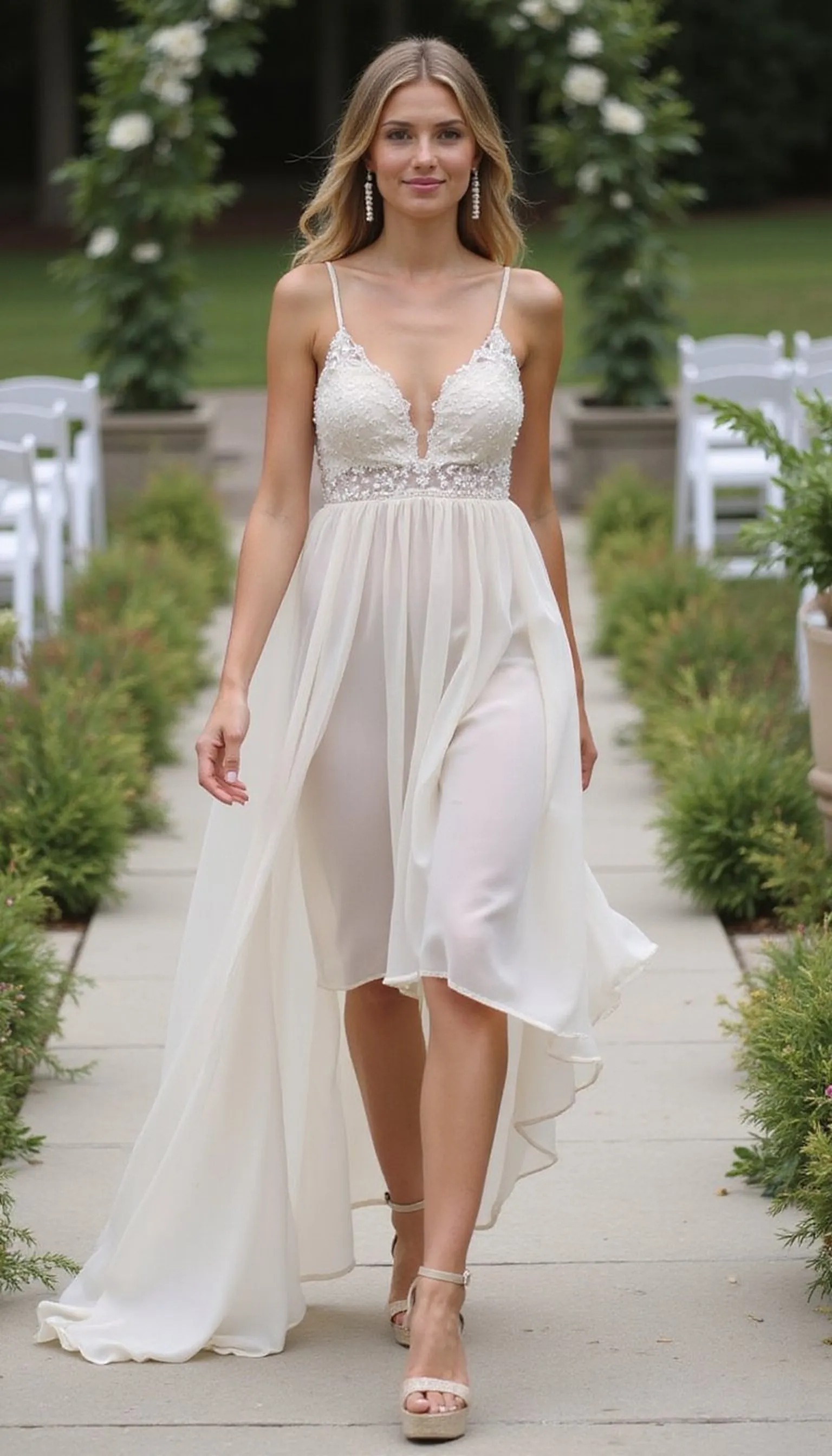 High-low chiffon dress for dramatic movement