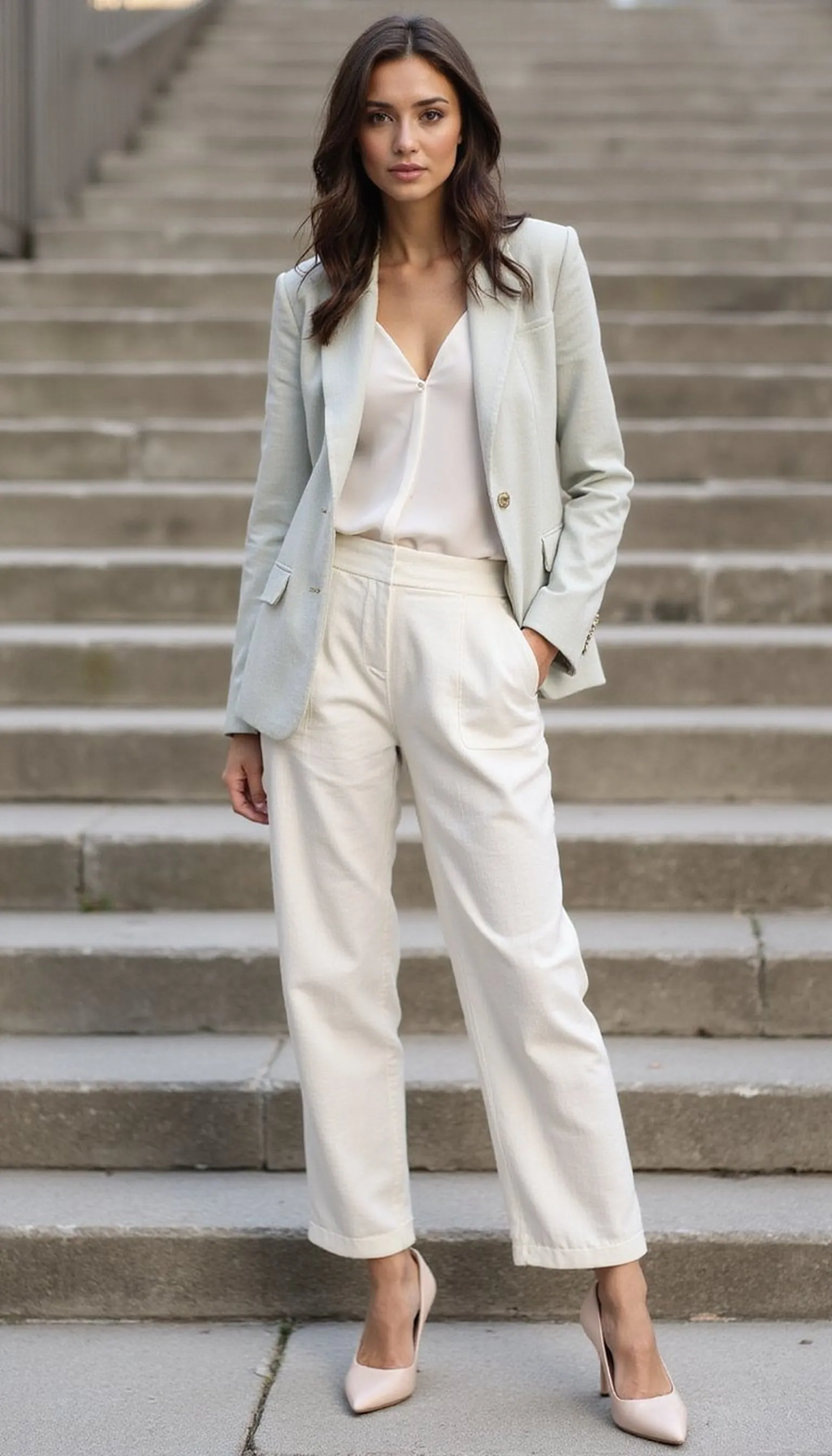 Tailored pastel linen suit for a sharp look