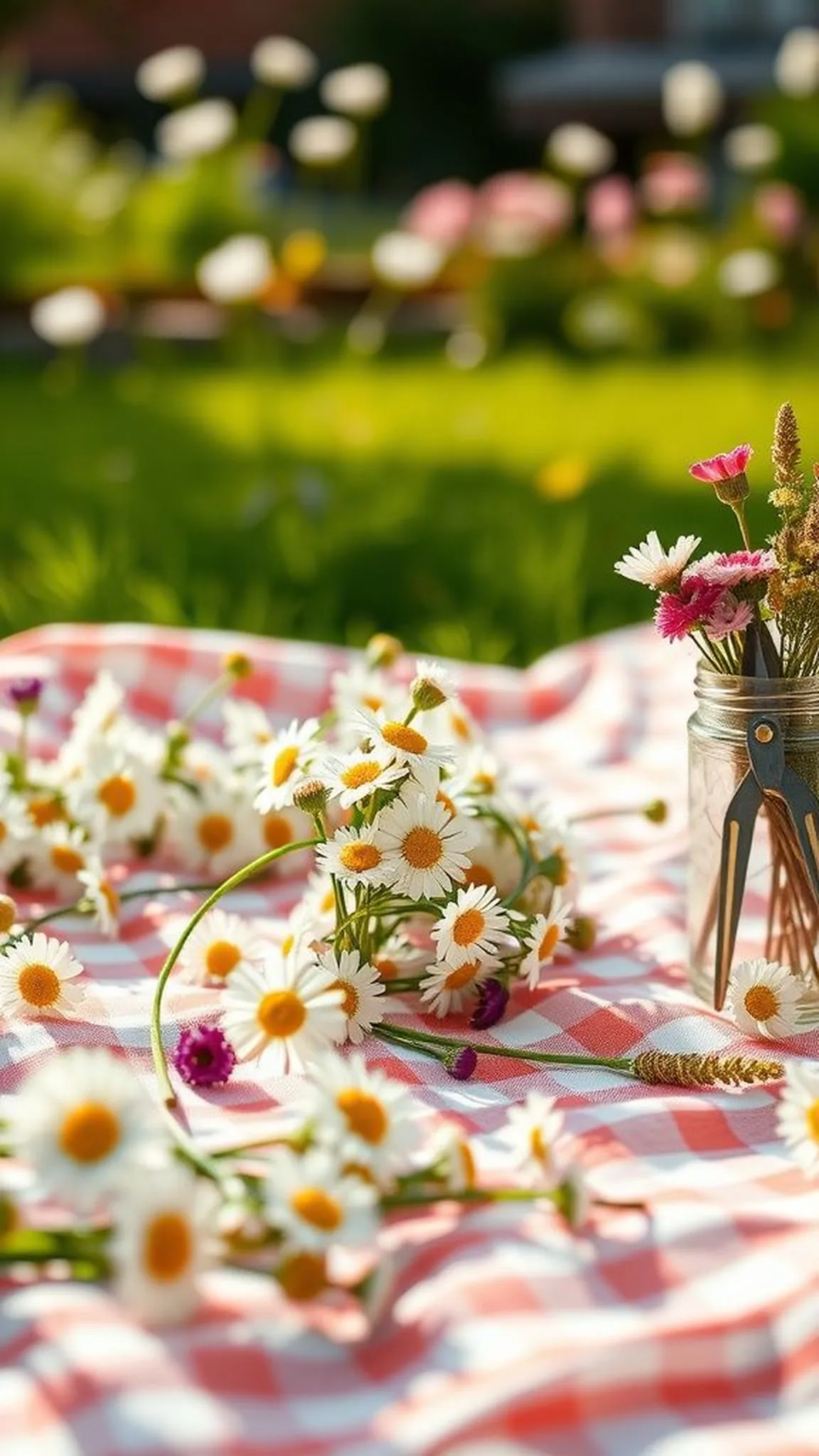 Fresh flower crowns woven from backyard blooms