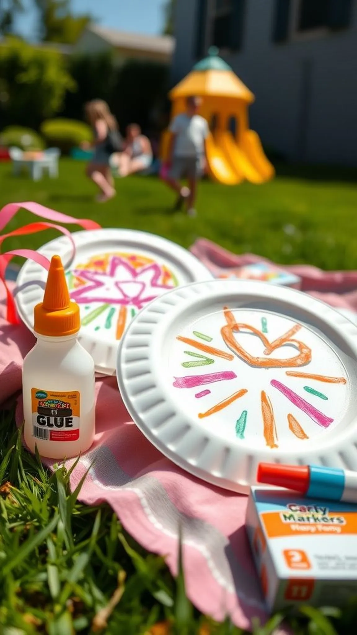 Paper plate frisbees for lawn toss games