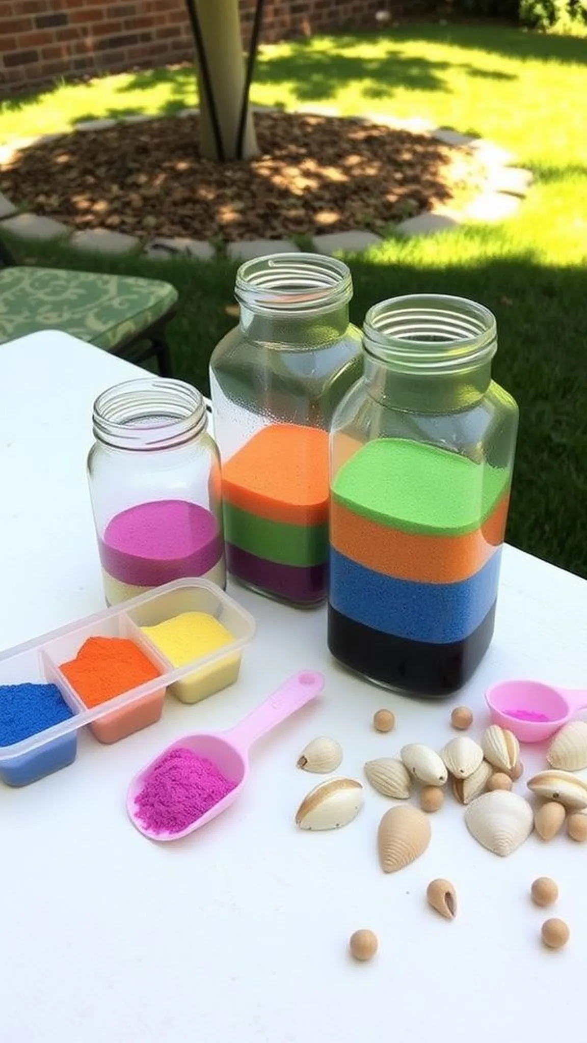Sensory sand jars for tactile backyard play