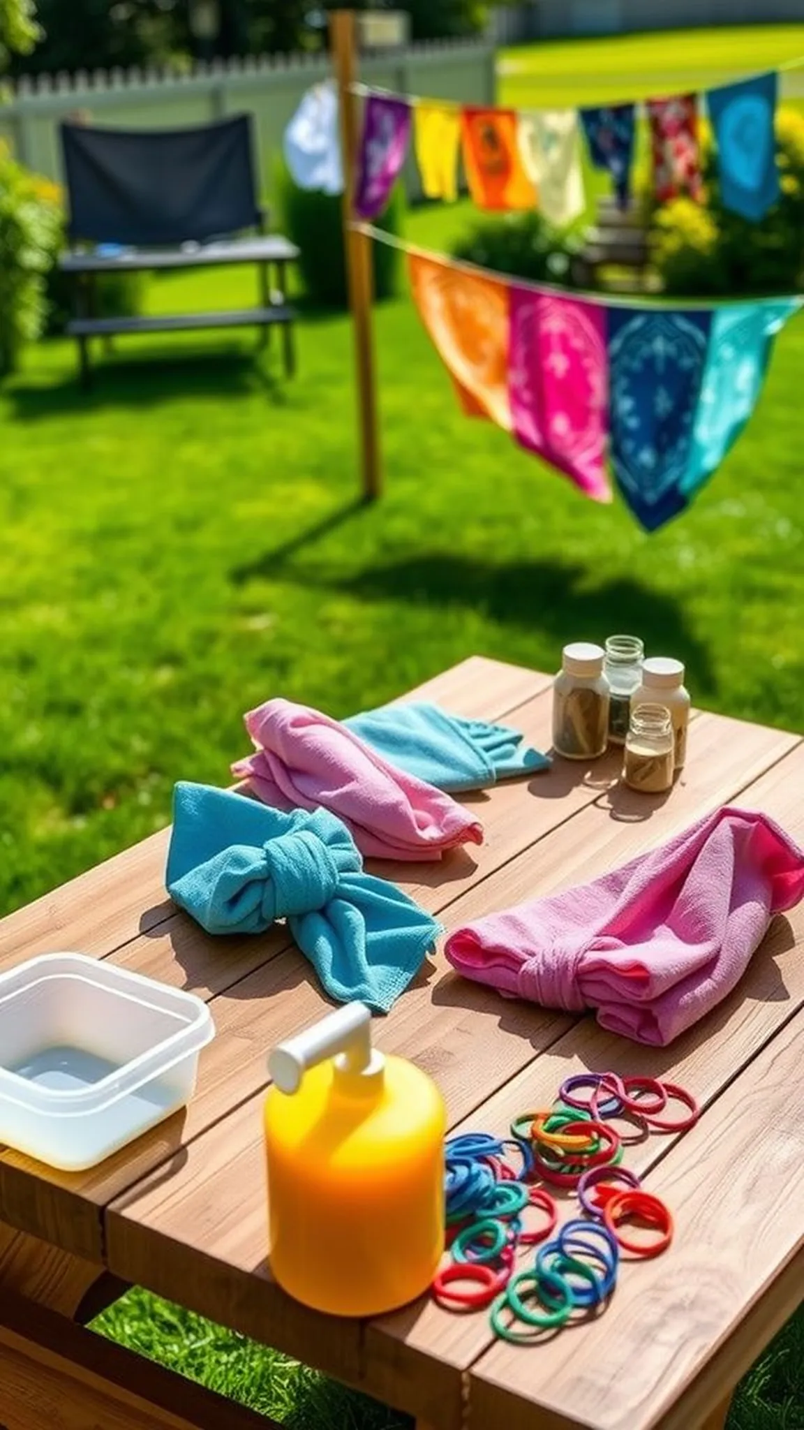 Tie-dye bandanas with bright summer swirls