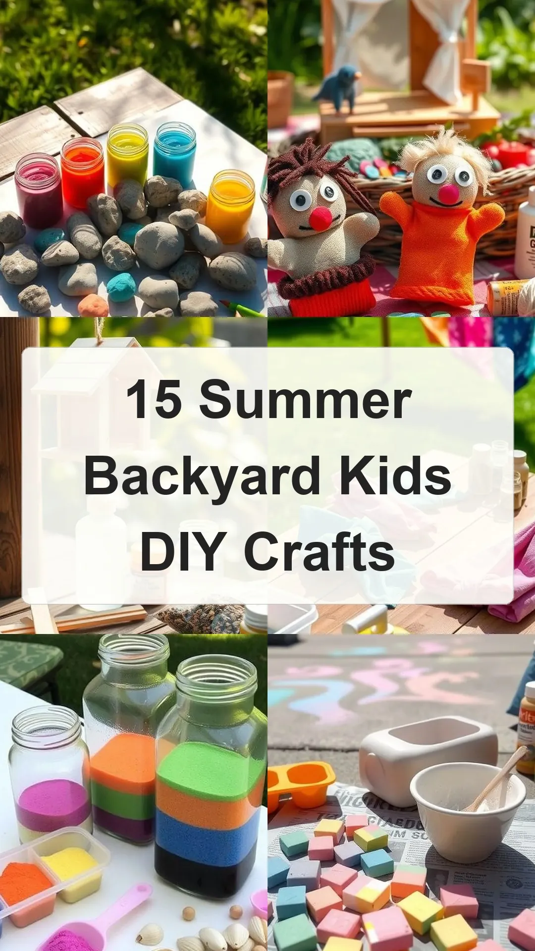 15 Summer Backyard Kids DIY Crafts collage 1