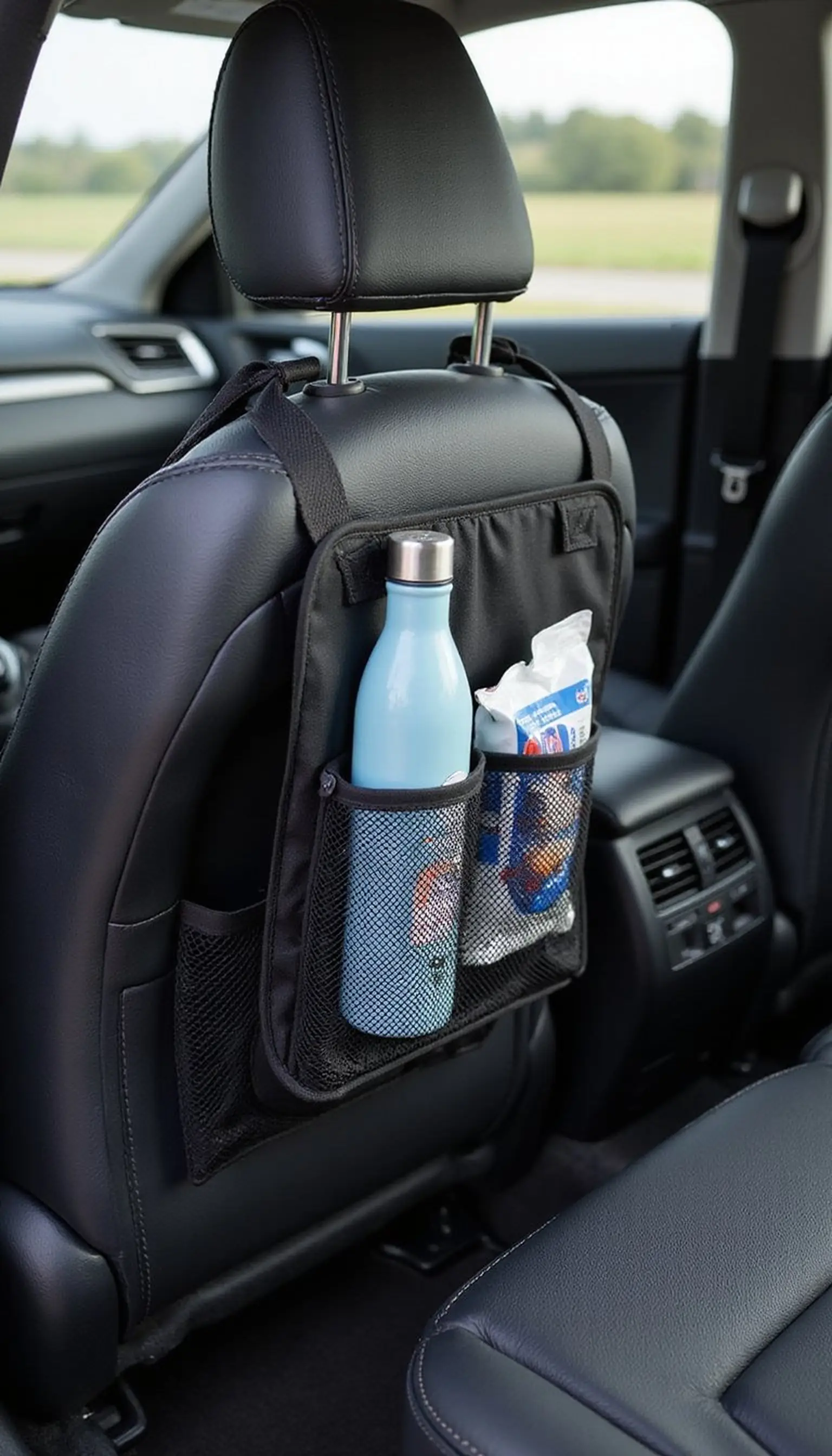 Seat-back organizer for kid-friendly setups