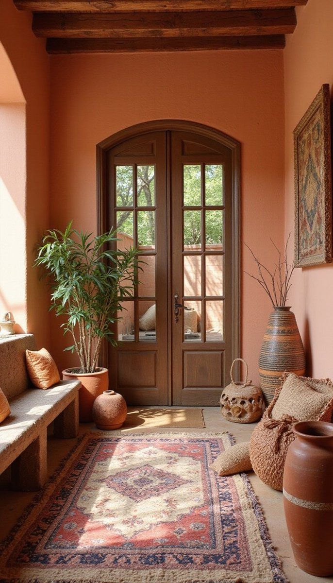Sun-baked terracotta and rustic pottery