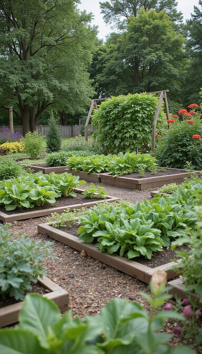 Sustainable garden with edible plants