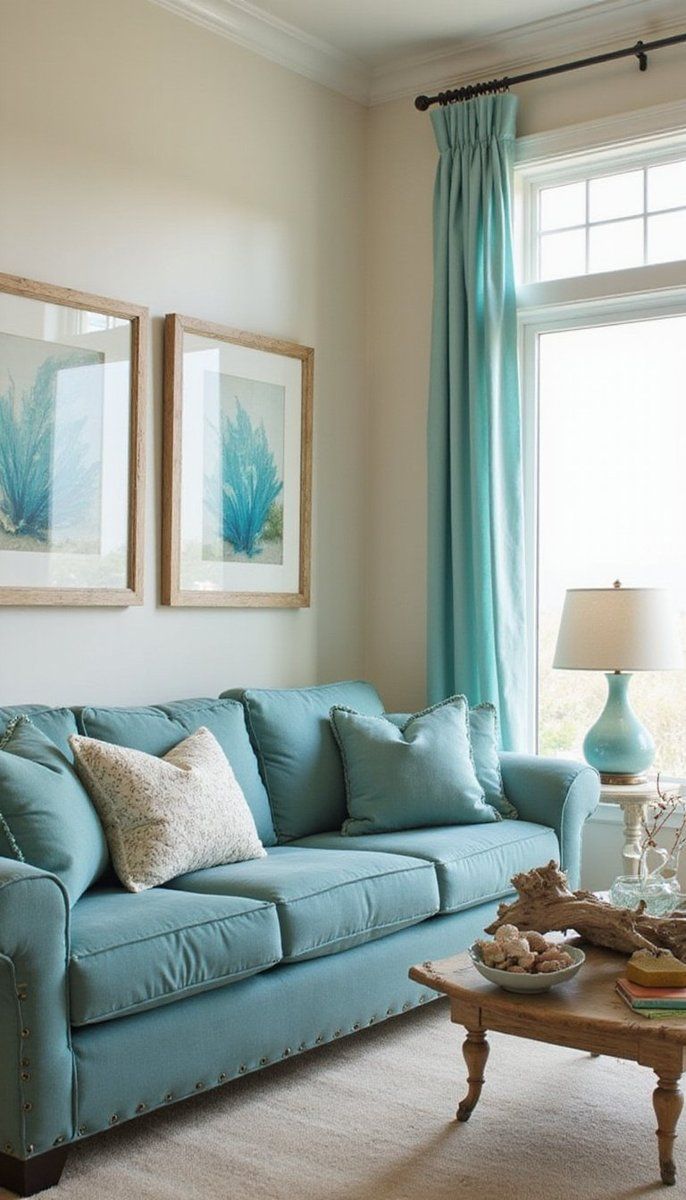 Timeless teal and sand tones
