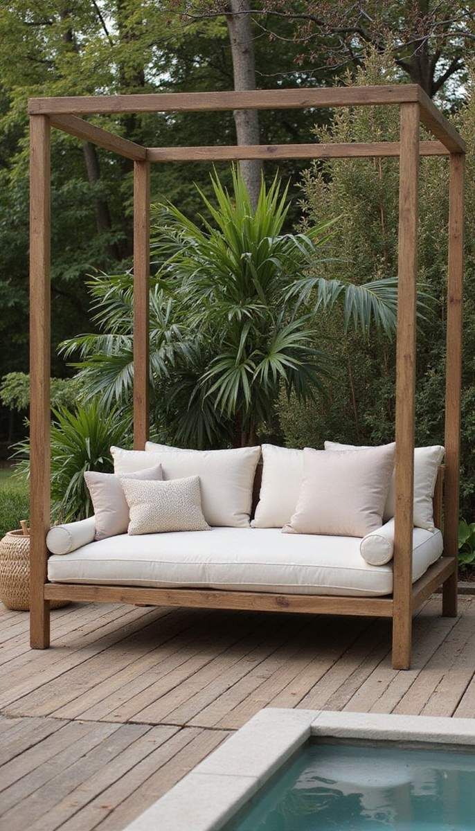 Tranquil oasis with hanging daybed