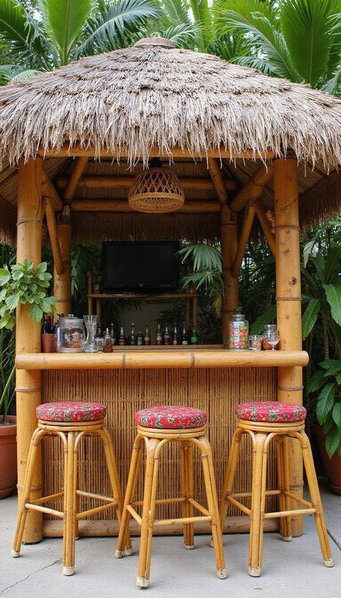 Tropical vibes with a tiki-style bar